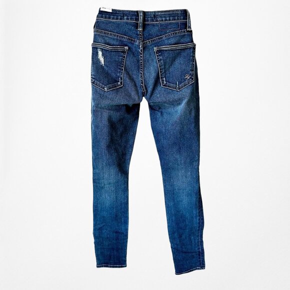 Lovers & Friends Dark Wash Denim Ripped Knee Mid Rise Skinny Jeans Size XS - Picture 5 of 7